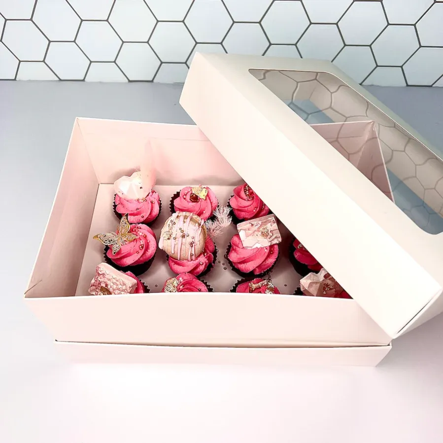 Custom Mini Cupcake Boxes with Logo and Window Insert