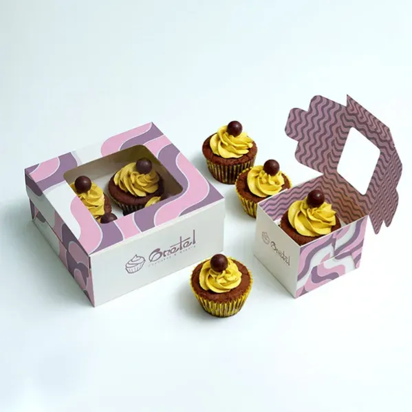 Custom Mini Cupcake Boxes with Logo and Window Insert