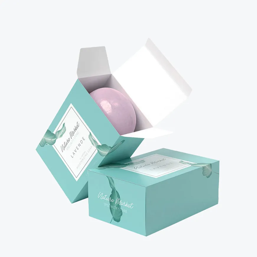 Custom eco-friendly soap packaging boxes with printed logo